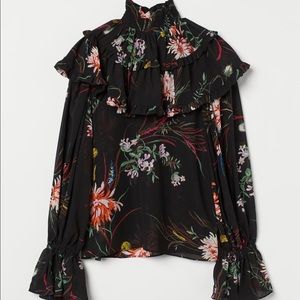 H&M Ruffle trimmed chiffon blouse